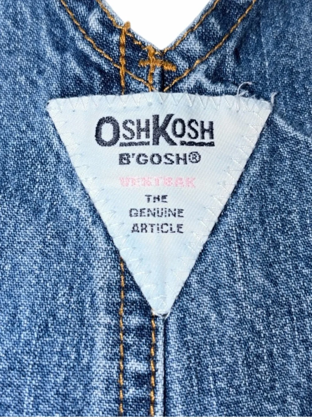 Vintage 90s OshKosh B'gosh Baby Girls Blue Denim Baby Overalls 3-6M Pink Vestbak